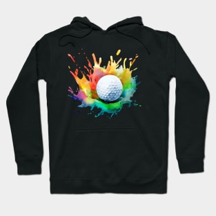 Golf Ball Watercolor Golfer Golfing Splash Graphic Artsy Hoodie